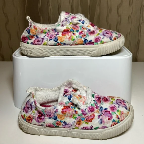 Blowfish Kid's Toddler 10 Classic Canvas White Pink Purple Floral Lined Shoes - Picture 4 of 14